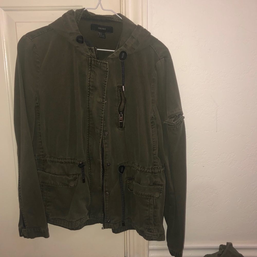 Green zip up jacket